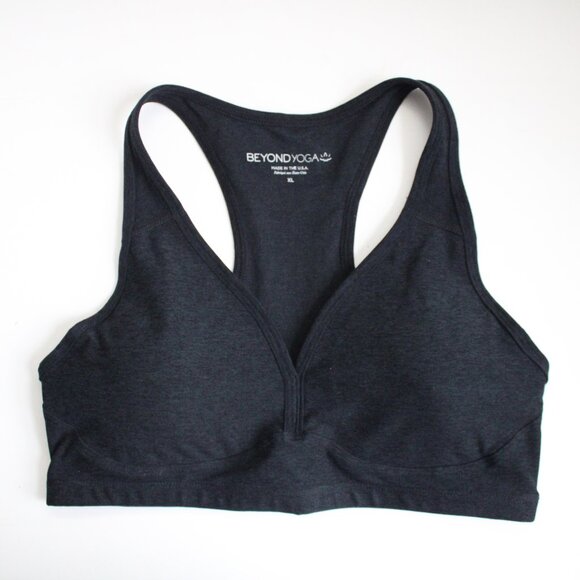 Beyond Yoga Darkest Night Black Spacedye Lift Your Spirits Sports Bra Size XL - Picture 3 of 11